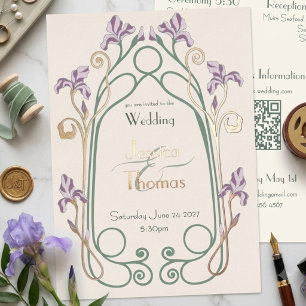 Elegant Iris Art Nouveau Wedding Rose Gold