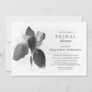 Elegant Iris Black and White Floral Bridal Shower Invitation