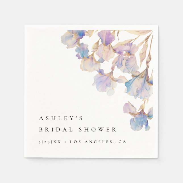 Elegant Iris Bridal Shower Napkin (Front)
