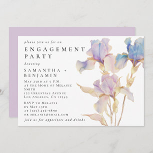 Elegant Iris Floral Engagement Party Invitation