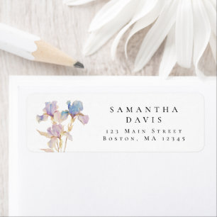 Elegant Iris Floral Return Address