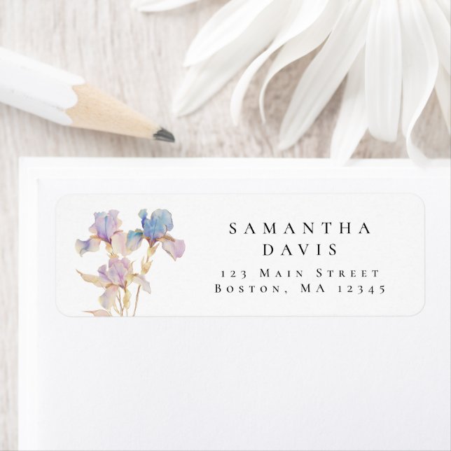 Elegant Iris Floral Return Address (Insitu)
