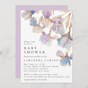 Elegant Iris Floral Watercolor Baby Shower Invitation
