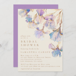 Elegant Iris Floral Watercolor Bridal Shower Invitation