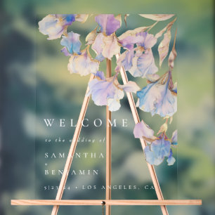Elegant Iris Floral Wedding Acrylic Sign