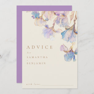 Elegant Iris Floral Wedding Advice Card