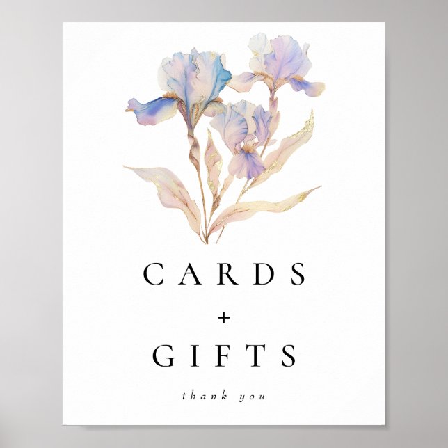 Elegant Iris Floral Wedding Cards and Gifts Poster (Front)