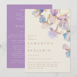 Elegant Iris Floral Wedding Programme