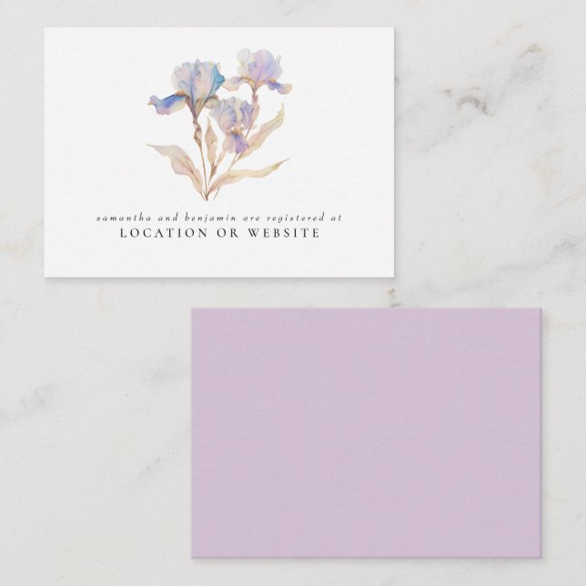 Elegant Iris Floral Wedding Registry Enclosure Card (Front/Back)