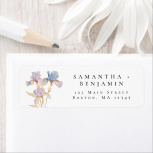 Elegant Iris Floral Wedding Return Address