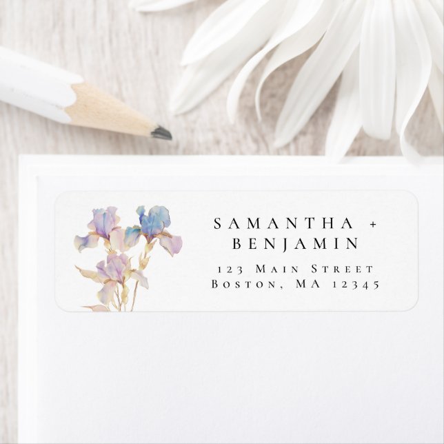 Elegant Iris Floral Wedding Return Address (Insitu)