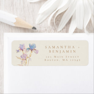 Elegant Iris Floral Wedding Return Address