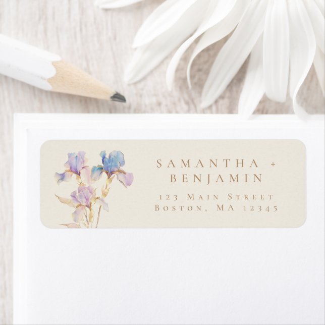 Elegant Iris Floral Wedding Return Address (Insitu)