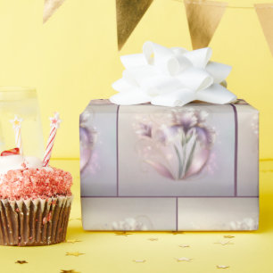 Elegant Iris Flower With Gold Etching Wrapping Paper