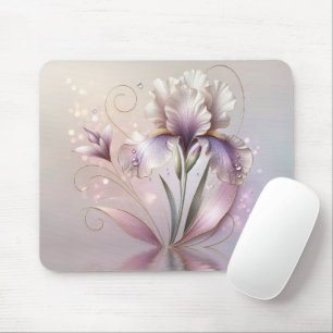 Elegant Iris Flower With Gold  Mouse Mat
