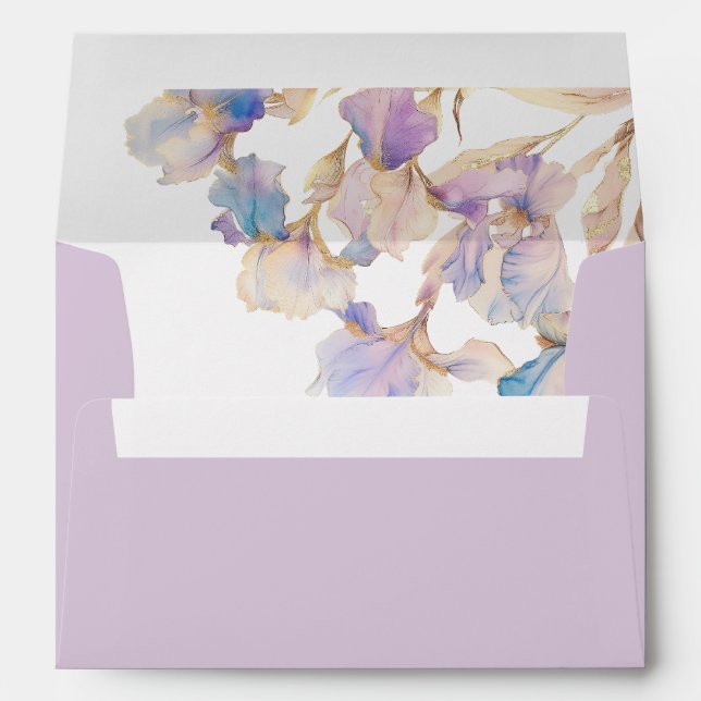Elegant Iris Lilac Floral Envelope (Back (Bottom))