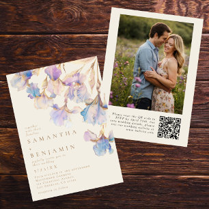 Elegant Iris QR Code Photo Wedding Invitation