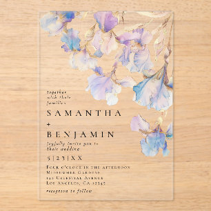 Elegant Iris Wedding Acrylic Invitations