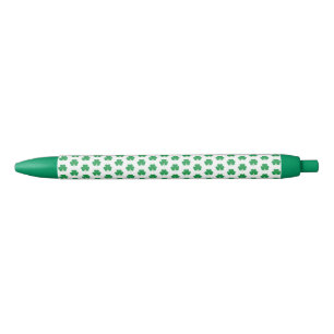 Elegant Irish Shamrock Clover Pattern Green White Black Ink Pen