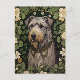Elegant Irish Wolfhound With Shamrocks  Postcard