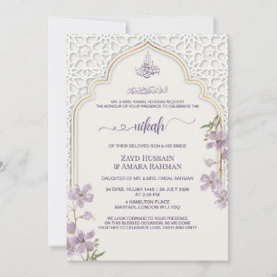 Elegant Islamic Arch Nikah Invitation Watercolor