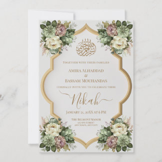 Elegant Islamic Floral Nikah Invitation