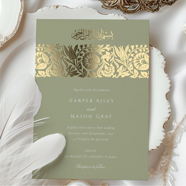 Elegant Islamic Floral Wedding Gold Sage Green (Creator Uploaded)