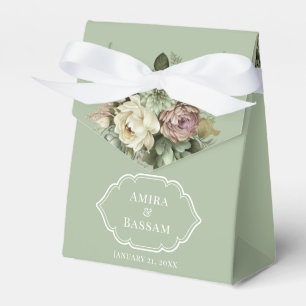Elegant Islamic Green and White Floral Wedding Favour Box