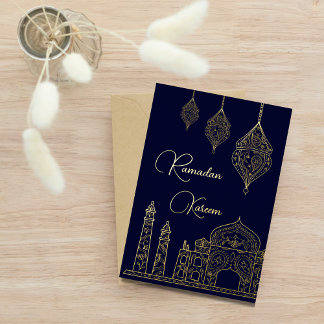 Elegant Islamic Mandala Mosque Lanterns Ramadan Foil Holiday Card