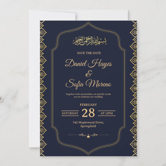 Elegant Islamic Muslim Wedding Invitation (Front)