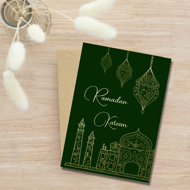 Elegant Islamic Ornamental Mosque Lanterns Ramadan Foil Holiday Card (Creator Uploaded)