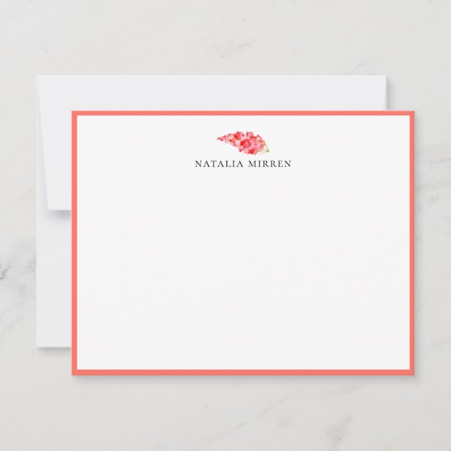 Elegant Island Floral Coral Stem Card (Front)