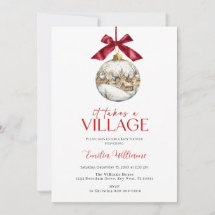 Elegant It Takes a Village Chritsmas Baby Shower   Invitation