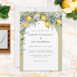 Elegant Italian Amalfi Lemon Arch Custom Wedding Invitation