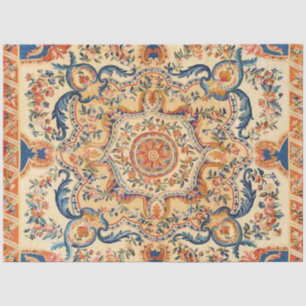 Elegant Italian Baroque Blue Orange Decoupage Tissue Paper