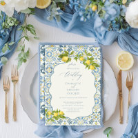 Elegant Italian Blue Tile Lemon Wedding