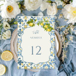 Elegant Italian Blue Tile Lemon Wedding Table Number<br><div class="desc">Elegant Italian Blue Tile Lemon Wedding collection features dusty blue colour and sweet lemon,  stylish script and classy font event details,  modern and romantic,  great for garden themed summer wedding. If you need any other matching product or customisation,  kindly message via Zazzle.</div>