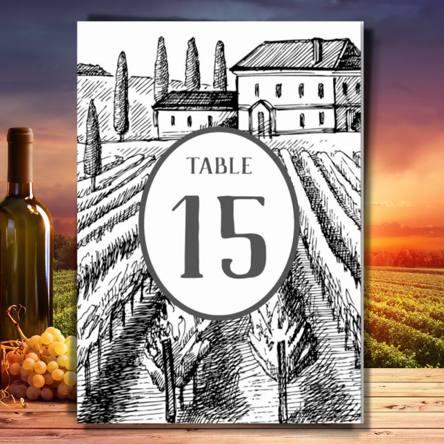 Elegant Italian Countryside Vineyard Wedding Table Number (Creator Uploaded)