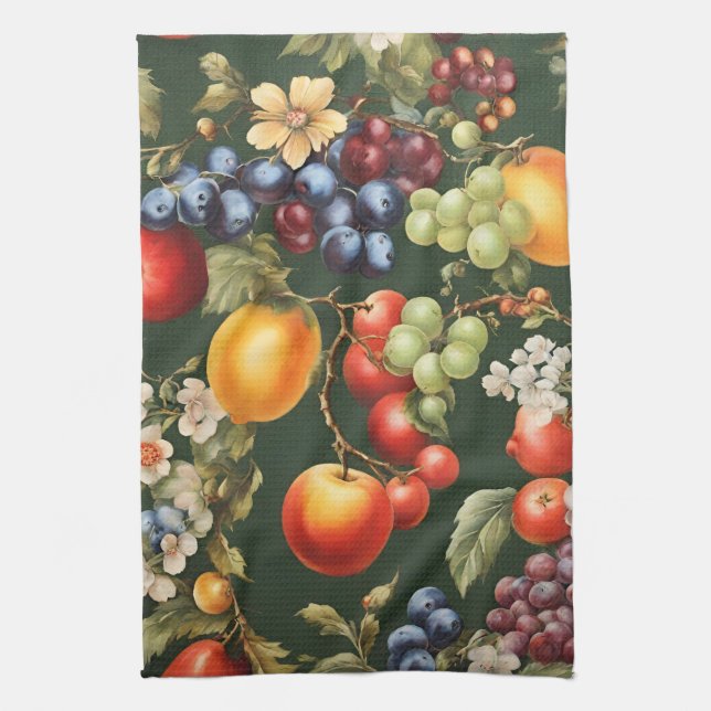 Elegant Italian Design with a Fruits and Flowers Tea Towel (Vertical)