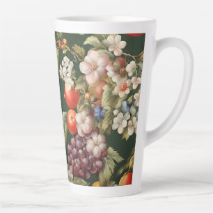 Elegant Italian Design with Fruits and Flowers Latte Mug