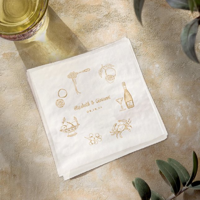 Elegant Italian Dinner | Wedding Gold Foil Napkins (Creator Uploaded)