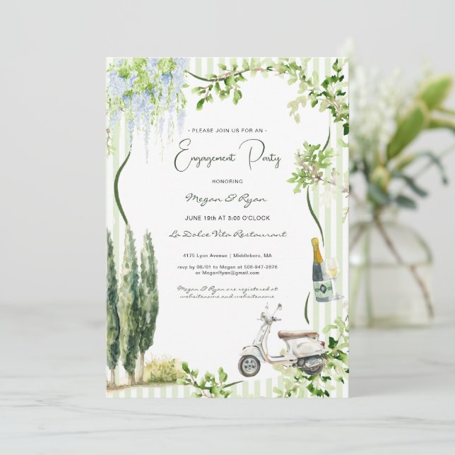 Elegant Italian Engagement Party Invitation (Standing Front)