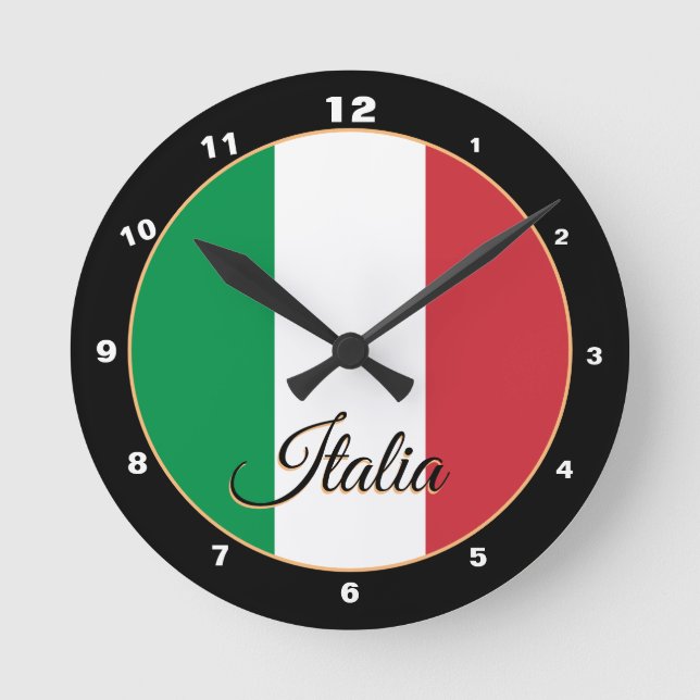 Elegant Italian Flag & Italy trendy Home / design Round Clock (Front)