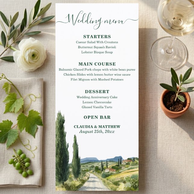 Elegant Italian Landscape Wedding Menu (Creator Uploaded)