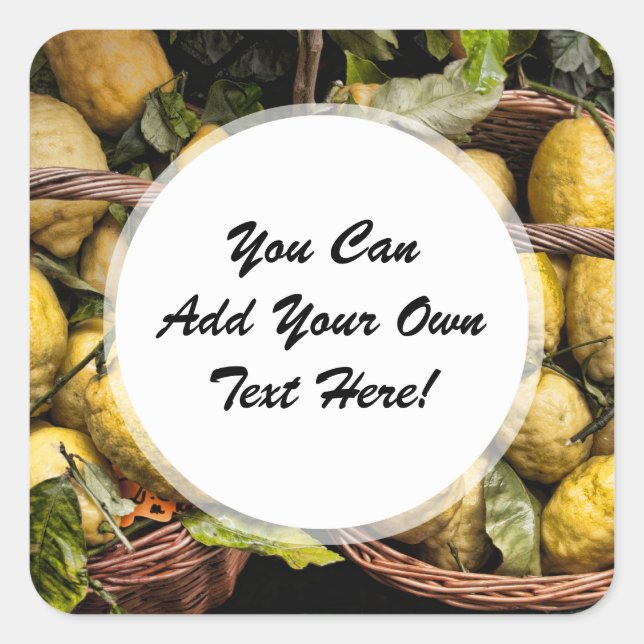 Elegant Italian Lemon Basket Amalfi Coast Lemons Square Sticker (Front)
