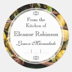 Elegant Italian Lemons in a Basket Classic Round Sticker