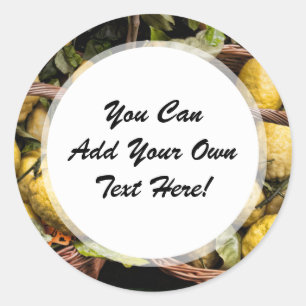 Elegant Italian Lemons in a Basket Classic Round Sticker