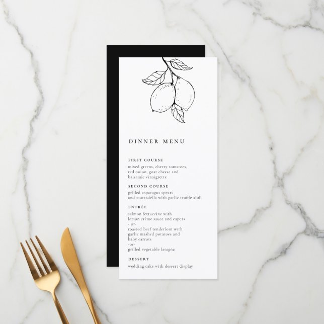 Elegant Italian Lemons Menu (Front/Back In Situ)