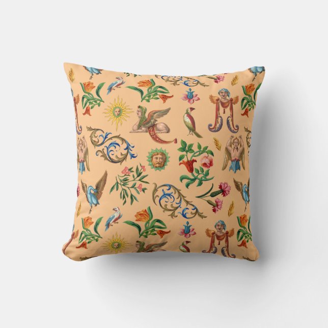 Elegant Italian Renaissance Grotesques Cushion (Front)
