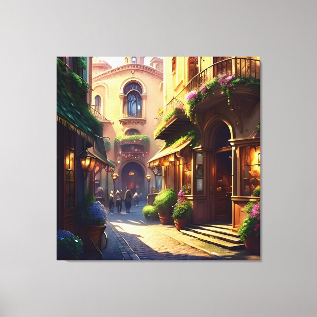 Elegant Italian Street Four Canvas Print (Front)